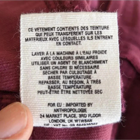 Pilcro & The Letterpress Serif Size 27 Slim St Leg Corduroy Maroon Pants Jeans - Picture 6 of 11